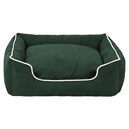 MISSMAO Hundebett für Mittelgroße und Grosse Hunde, Dickes und Flauschiges Hundebett, Waschbar Hundekorb Hundesofa, rutschfeste Hundematte Hundebetten,Grün,L(80x66x21cm) von MISSMAO