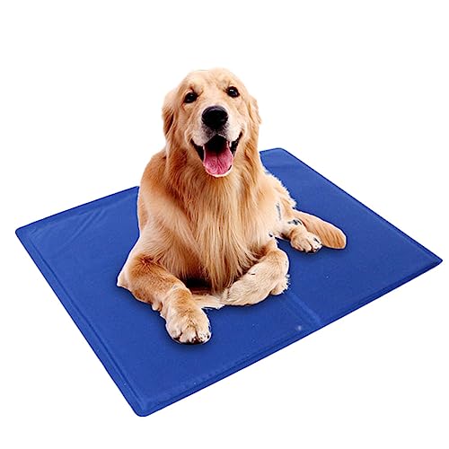 MISSMAO Kühlmatte Hunde Katzen Selbstkühlend Ungiftige Gelauflagen Welpe Katzenbett Kühlpad Betten Kühlmatratze im Sommer,Blau,XL (90x50cm) von MISSMAO