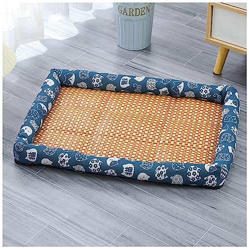 MISSMAO Kühlmatte für Hund Katzen, Hundedecke Hundekorb Kühldecke Bambusmatte Hundematte Sommer Kalte Tierbett Haustier Kühlmatte,Blau,L (70x55cm) von MISSMAO