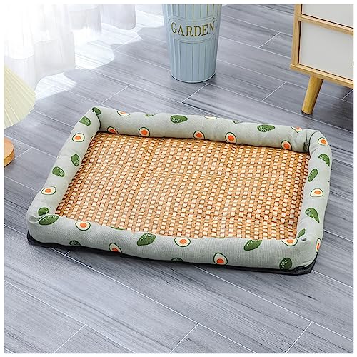 MISSMAO Kühlmatte für Hund Katzen, Hundedecke Hundekorb Kühldecke Bambusmatte Hundematte Sommer Kalte Tierbett Haustier Kühlmatte,Grün,L (70x55cm) von MISSMAO