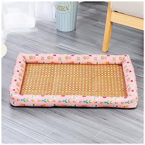 MISSMAO Kühlmatte für Hund Katzen, Hundedecke Hundekorb Kühldecke Bambusmatte Hundematte Sommer Kalte Tierbett Haustier Kühlmatte,Rosa,M (60x45cm) von MISSMAO