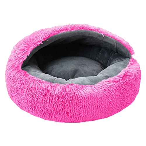 MISSMAO Rundes Katzenbett Tierbett Hundebett, Haustierbett Waschbar Warmes Kissen Flauschig Hundesofa Katzensofa rutschfest für kleine Katzen und Welpen,Pink1,One Size(50x50x18cm) von MISSMAO