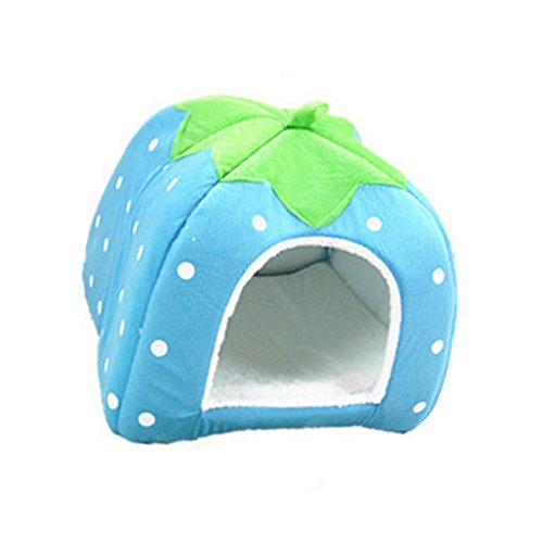 MISSMAO Schöne Strawberry weicher Kaschmir Warm Pet Nest Hundehütte Hundebett Bett klappbar für Kleine und Mittelgroße Hund Katze Blauer See von MISSMAO