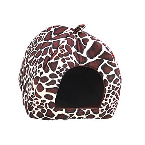 MISSMAO Schöne Strawberry weicher Kaschmir Warm Pet Nest Hundehütte Hundebett Bett klappbar für Kleine und Mittelgroße Hund Katze Leopard von MISSMAO