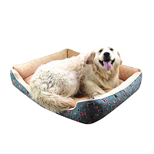 MISSMAO Ultra Weicher Plüsch Luxuriöse Hundebett Haustierbett für Katzen Hunde Rechteck Haustier-Schlafsack Maschine Waschbar Beige von MISSMAO