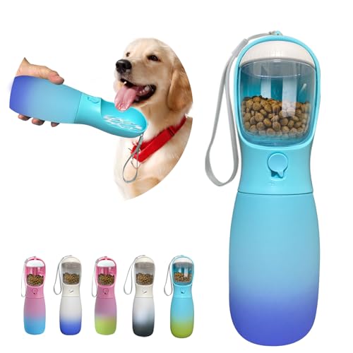 MITOCAPY 2-in-1 tragbare Hundewasserflasche, Lebensmittelqualität Hund Reise Wasserflasche für Hunde mit Futterbehälter, 538.6 g auslaufsichere tragbare Hunde Wassernapfspender, Hund von MITOCAPY