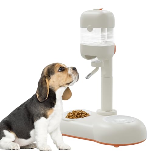 MITOCAPY Futter- und Wassernapf-Set, 3-in-1, höhenverstellbarer Wasserspender für Hunde, 15° geneigte Welpen-Futternäpfe, Futternäpfe für Katzen, Kaninchen und kleine Hunde (weiß) von MITOCAPY