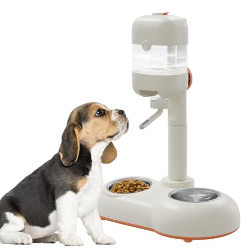 MITOCAPY Futter- und Wassernapf-Set, 3-in-1, höhenverstellbarer Wasserspender für Hunde, 15° geneigte Welpen-Futternäpfe, Futternäpfe für Katzen, Kaninchen und kleine Hunde von MITOCAPY