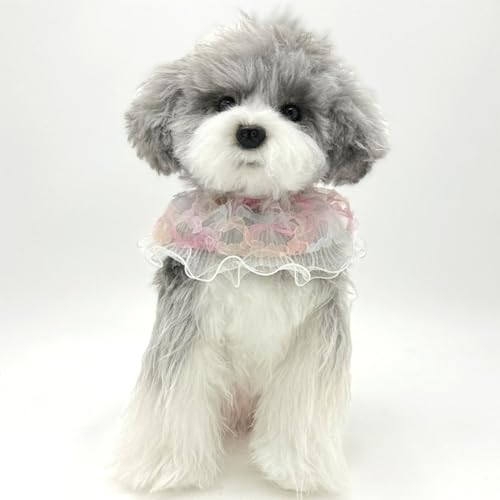 MITOCAPY Handgefertigtes Hunde-Outfit, Geburtstagskatzenkostüm, rosa Katzenhalsband, schöne Spitze, florale Katzenkleidung mit verstellbarer Kordel, niedliche Hundehalstücher für kleine Hunde, von MITOCAPY