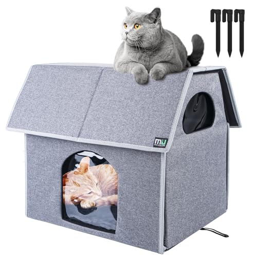 MIU Color Katzenhaus für draußen, groß, wetterfest, für Außen- und Innen-Katzen, Feral Katzenhaus mit abnehmbarer weicher Matte, einfach zu montieren, 43,4 x 34 x 42,2 cm von MIU COLOR