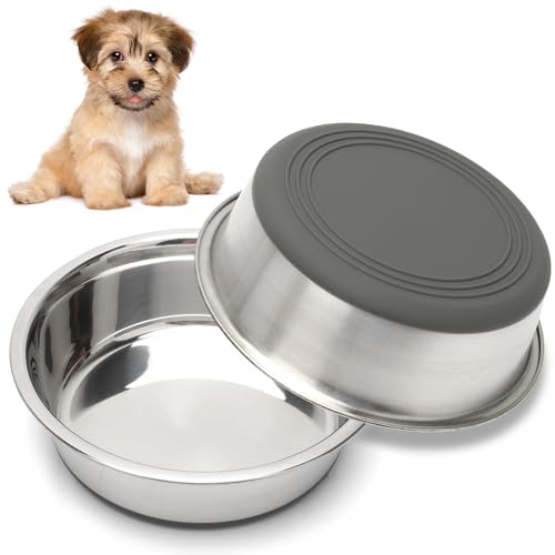 Edelstahl Hundenapf, Wassernapf und Fressnapf für Hunde, Hundenäpfe mit Rutschfestes Silikonboden, Futternapf und Trinknapf für Grosse, mittelgroße und kleine Hunde, 900ml Dog Bowl, 2 Stück von MIUUIPI