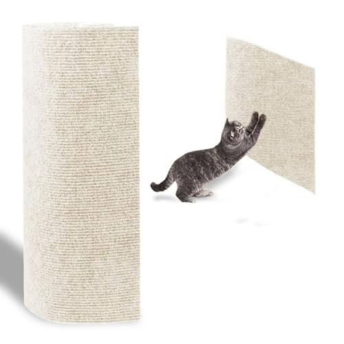 MIUZMORE 250 x 40 cm Trimmbarer Ersatz-Katzenteppich, Selbstklebende Katzenkratzmatte für Katzenmöbel - Katzenkratz-Möbelschutz - Beige von MIUZMORE