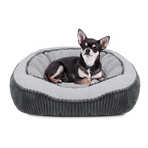 MIXJOY Kleines Hundebett, waschbar (51 x 49 cm), superweich, gemütlich, grau, rechteckig, Welpenbett für kleine, mittelgroße und große Hunde, ideal für Labrador, Chihuahua, Springer Spaniel usw von MIXJOY