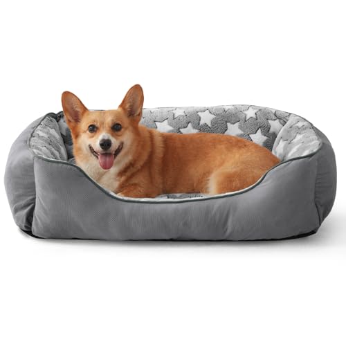 MIXJOY Mittelgroßes Hundebett, waschbar (64 x 53 cm), superweich, gemütlich, Haustierbett, hochwertiges graues rechteckiges Welpenbett für kleine, mittelgroße und große Hunde, ideal für Labrador, von MIXJOY