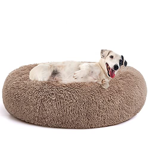 MIXJOY Orthopedic Dog Bed Comfortable Donut Cuddler Round Dog Bed Ultra Soft Washable Dog and Cat Cushion Bed (30'' x 30'') (Brown) von MIXJOY