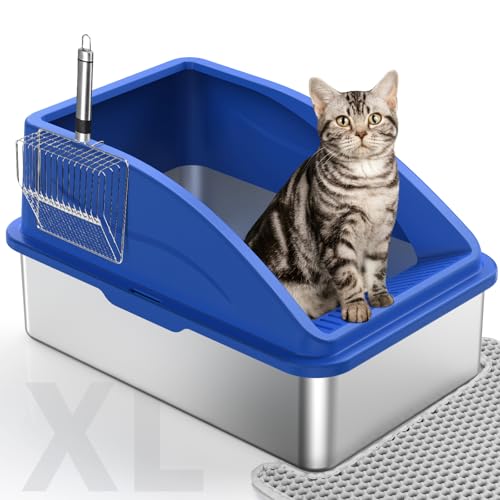 MIXJOY XL Edelstahl Katzentoilette (blau) von MIXJOY