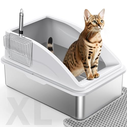 MIXJOY XL Katzentoilette aus Edelstahl (Elfenbeinweiß) von MIXJOY