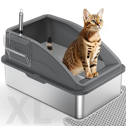 MIXJOY XL Katzentoilette aus Edelstahl (dunkelgrau) von MIXJOY