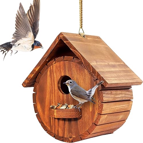 MIXUMON Vogelhäuser für Draußen, Vogelhaus im Freien Zimmer für Vogelfamilien Bluebird Fink Cardinals Hängendes Vogelhaus für Garten (1 Pack) von MIXUMON