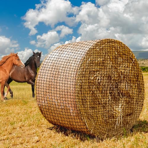 MIYABALA Rundes Heunetz für Pferde, 1,5 x 1,5 m, knotenlos, langsames Füttern, für Nutztiere, schwer, großes Heunetz für Pferde, Rinder, Schafe, Esel auf Bauernhöfen und Weiden von MIYABALA