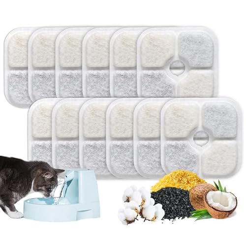 MIYUANGKJ Katzenbrunnen Filter, 12 Pack Trinkbrunnen Filter, Kompatibel mit Catit PIXI Pet Fountain Halten Sie Ihre Katze Gesund, Filter Katzenbrunnen für Katze von MIYUANGKJ