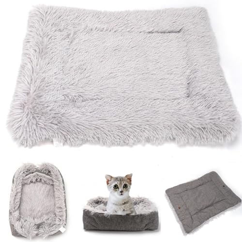 MIZAZBOX 3-in-1-Katzenbett, kleines Hundebett, selbstwärmendes Winter, kühlendes Bett, Sommerbett, weiches, gemütliches Bett, beruhigendes Hundebett, Haustiermatte, 65 x 50 cm, Grau von MIZAZBOX