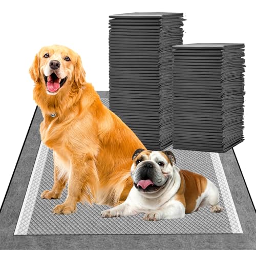 MIZOK Hunde-Pee-Unterlagen in Schwarz, Anthrazit, extra groß, 71x86 cm, verbesserte Geruchskontrolle, auslaufsicher, für Hundekäfigunterlagen (40 Stück) von MIZOK