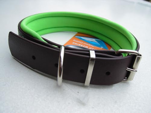 MJH Biothane Halsband vernäht 25mm breit mit Neopren unterlegt & verstellbar (50-56cm, schwarz/schwarz) von MJH