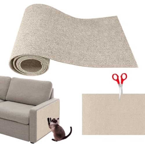 MJLOMJ Kratzmatte Selbstklebend - Langlebiger Sofaschoner, Wandkratzpad, DIY Kletterkratzer für Katzen, wiederverwendbarer Möbelschutz (Khaki, L) von MJLOMJ