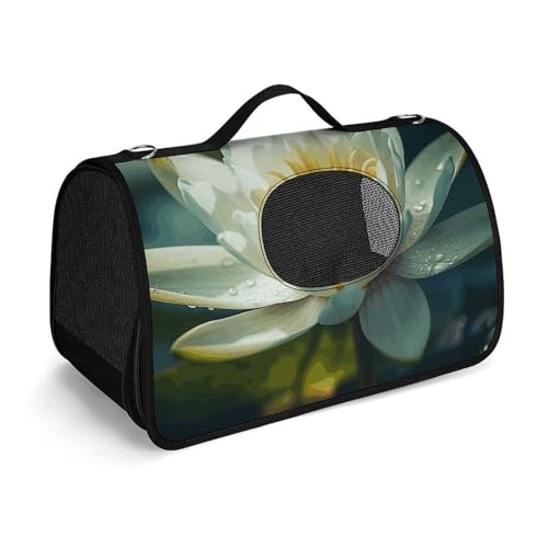 MKLYR Haustier-Tragetasche, Blumen auf Wasser, bedruckte Haustier-Funktions-Handtasche, atmungsaktives Netzgewebe, weiches Kissen, tragbare Tragetasche für Katzen und kleine Hunde, 45 x 26 x 23,5 cm, von MKLYR