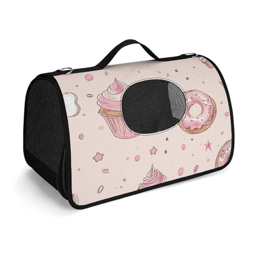 MKLYR Haustier-Tragetasche, Kaffee- und Donut-bedruckte Haustier-Funktions-Handtasche, atmungsaktives Netzgewebe, weiches Kissen, tragbare Tragetasche für Katzen und kleine Hunde, 45 x 26 x 23,5 cm von MKLYR