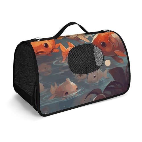 MKLYR Haustier-Tragetasche, Motiv: Die Fische schwimmen herum, bedruckte Haustier-Handtasche, atmungsaktives Netzgewebe, weiches Kissen, tragbare Tragetasche für Katzen und kleine Hunde, 45 x 26 x von MKLYR