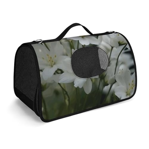 MKLYR Haustier-Tragetasche, viele kleine Blumen, bedruckte Haustier-Funktions-Handtasche, atmungsaktives Netzgewebe, weiches Kissen, tragbare Tragetasche für Katzen und kleine Hunde, 45 x 26 x 23,5 cm von MKLYR