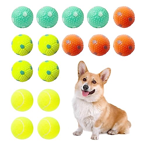 MKSY 16 Mini-Hundebälle, 5,1 cm Haustier-Mini-Tennisbälle und Gummibälle für kleine, mittelgroße Hunde, Training, Übung von MKSY