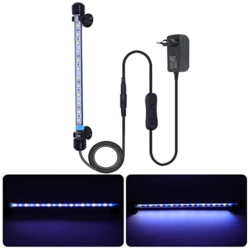 VARMHUS LED 18-112 cm für Fisch Tank Aquarium Leuchte Wasserdicht Aquarium Aquarium Beleuchtung, Lampe Stecker EU Unterwasser LED-Lichtbalken (Weiß und Blau, 28 cm) von VARMHUS