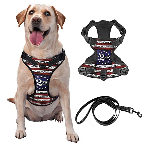 Hundegeschirr mit amerikanischer Flagge, kein Ziehen mit Leine, reflektierende und verstellbare Oxford-Weste für den Außenbereich, mit einfacher An-Aus-Technologie, Spazierengehen, kein Würgen. von MLNHY