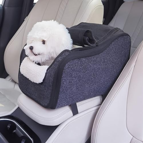 Autositz für Hunde mit Mittelkonsole, tragbarer, Faltbarer Autositz für Hunde, interaktiver Autositz für Hundekonsole mit Sicherheitsgurten für kleine Haustiere bis zu 12 Pfund, Autositz für Hund von MLQLCKYH