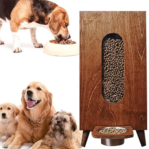 Erhöhter Futternapf aus Holz mit Edelstahlnapf – bequemer Esstisch für Haustiere, bietet Platz für bis zu 10 kg Hundefutter,A-L von MLYYYDSS