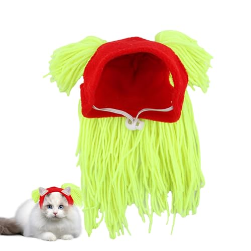 MLqkpwy Katzen-Kopfbedeckung, Wollmütze für Haustiere,Handgefertigte Katzenmütze verstellbar | Katzenkostüm, Katzen-Outfits, lustiger Winter-Hund, warme Mütze für Weihnachten, Haustier, Geburtstag, von MLqkpwy