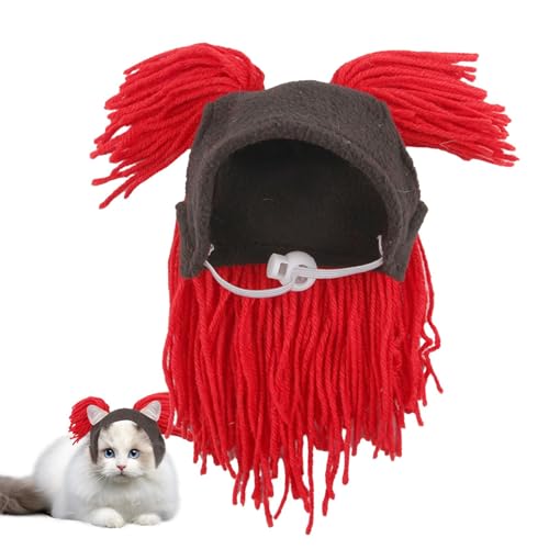 MLqkpwy Katzenkostüm Hut, Katzenkostüm Kopfbedeckung,Verstellbare Katzenkopfbedeckung, handgefertigtes Design - Katzenkostüm, Katzen-Outfits, lustiger Winter-Hund, warme Mütze für Weihnachten, von MLqkpwy