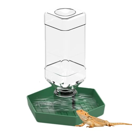 MLqkpwy Reptilien-Wasserflasche, Reptilien-Wasserspender | Automatische Reptilien-Wasserschale mit Flasche - Abnehmbarer Schildkröten-Futterspender für Schlangen, Terrarientanks von MLqkpwy