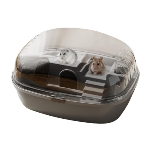 MLqkpwy Zwerghamsterkäfig, Jaula Para Hamster - Transparenter Hauskäfig für Kleintierkomfort,Maße des Haustierheims: 13,98 x 10,83 x 7,87 Zoll, inklusive Trainingsrad von MLqkpwy