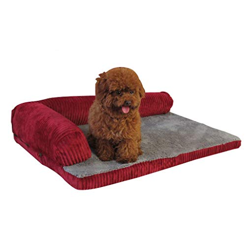 MMAWN Haustier Hundebett |Deluxe Orthopädisches Kunstfell & Wildleder L-förmiges Eck-Chaiselongue-Sofa (Rot) (DREI Größen) (Size : 75 * 62 * 19cm) von MMAWN