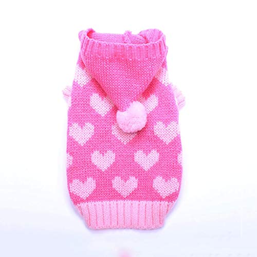 MMAWN Kapuzenpullover für Hunde und Katzen, Herzen, warm, für Hunde, Katzen, Größe S, M, Rosa, Größe XXL, Pink von MMAWN