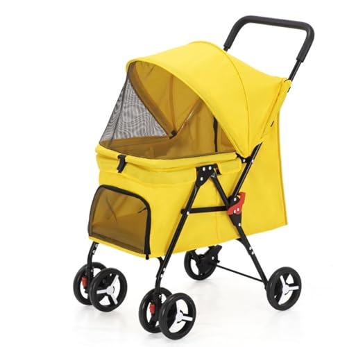 Haustier-Buggy, Reise-Haustier-Buggy, faltbarer kleiner und mittelgroßer Hunde-/Katzenwagen mit Aufbewahrungskorb, Sicherheitsgurt und Getränkehalter, Welpen-Kinderwagen mit 4 Rädern D, 88 * 57 * 46 c von MMBUY