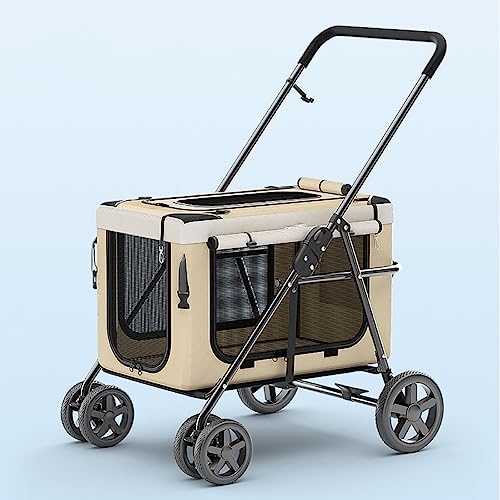 Haustier-Kinderwagen, Abnehmbarer Haustier-Trolley, Faltbarer Laufwagen for Katzen und Hunde, Abnehmbarer Haustier-Hundekäfig, Reise-Rucksack for Haustiere - Geeignet for Spazierengehen oder Reisen mi von MMBUY