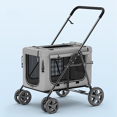 Haustier-Kinderwagen, Abnehmbarer Haustier-Trolley, Faltbarer Laufwagen for Katzen und Hunde, Abnehmbarer Haustier-Hundekäfig, Reise-Rucksack for Haustiere - Geeignet for Spazierengehen oder Reisen mi von MMBUY