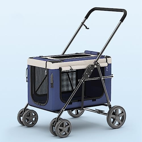 Haustier-Kinderwagen, Abnehmbarer Haustier-Trolley, Faltbarer Laufwagen for Katzen und Hunde, Abnehmbarer Haustier-Hundekäfig, Reise-Rucksack for Haustiere - Geeignet for Spazierengehen oder Reisen mi von MMBUY