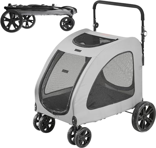 Kinderwagen for Haustiere, Kinderwagen for Katzen/Hunde, zusammenklappbarer Hundebuggy, extragroßer Hundebuggy for Hunde, Haustierbuggy mit verstellbarem Radgriff, Jogging-Kinderwagen for Hunde (Haust von MMBUY