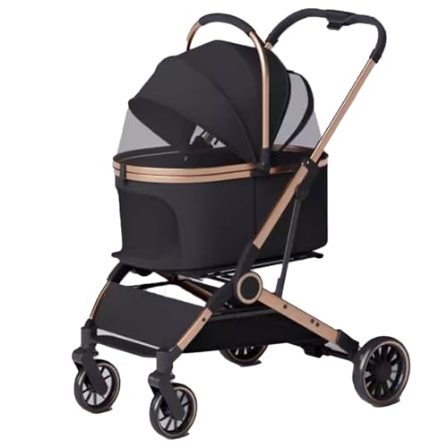 Kinderwagen for Haustiere, multifunktionaler Kinderwagen mit 4 Rädern, faltbarer Reiseträger for Haustiere for kleine/mittelgroße Hunde und Katzen, abnehmbare tragbare Haustiertasche, Aufbewahrungskor von MMBUY